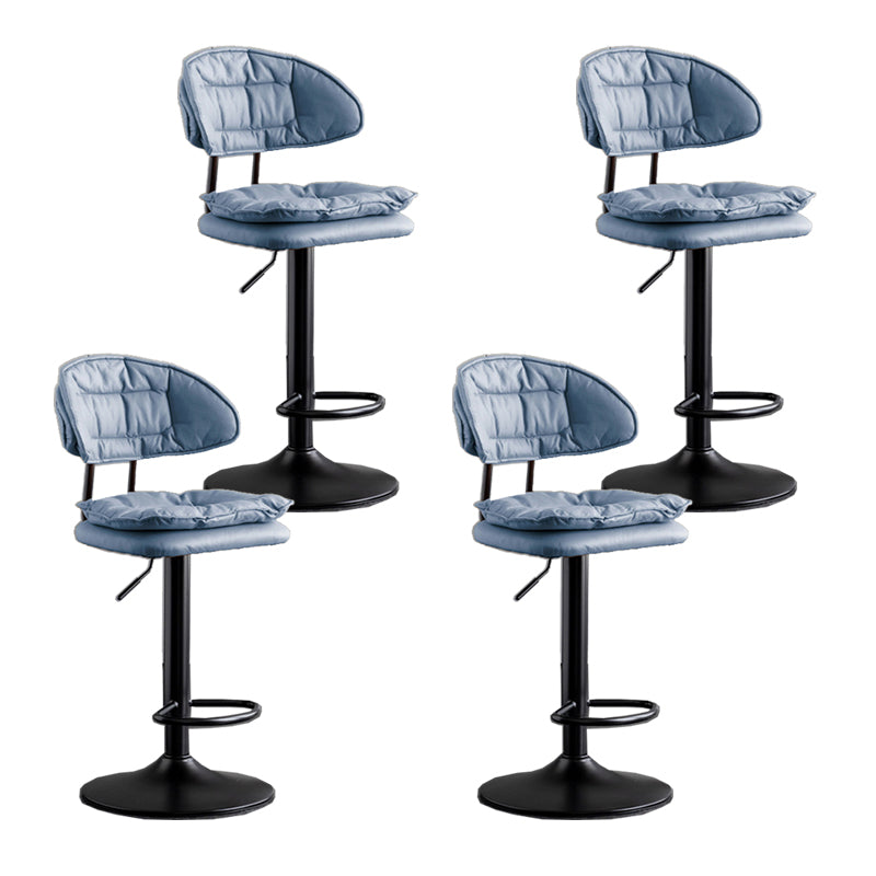 Scandinavian Metal Barstool Fabric Low Back Counter Stool in Matte Finish for Indoor