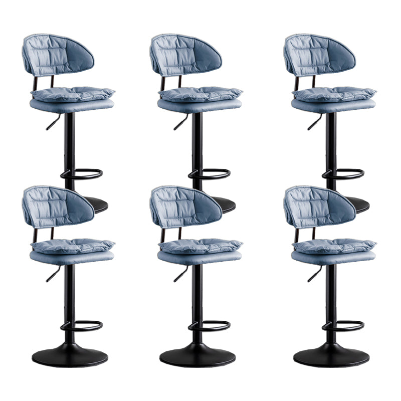 Scandinavian Metal Barstool Fabric Low Back Counter Stool in Matte Finish for Indoor