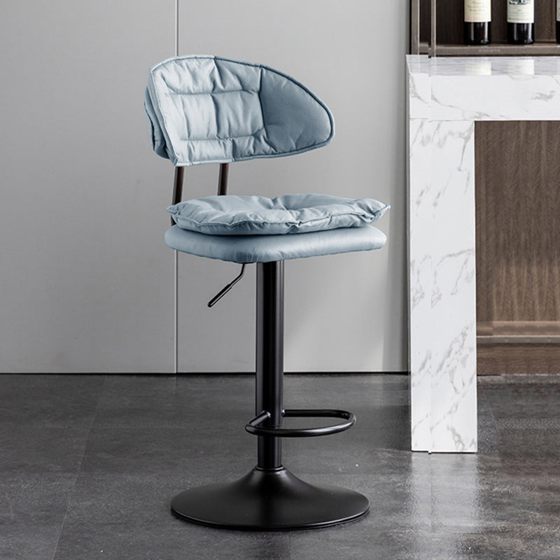 Scandinavian Metal Barstool Fabric Low Back Counter Stool in Matte Finish for Indoor