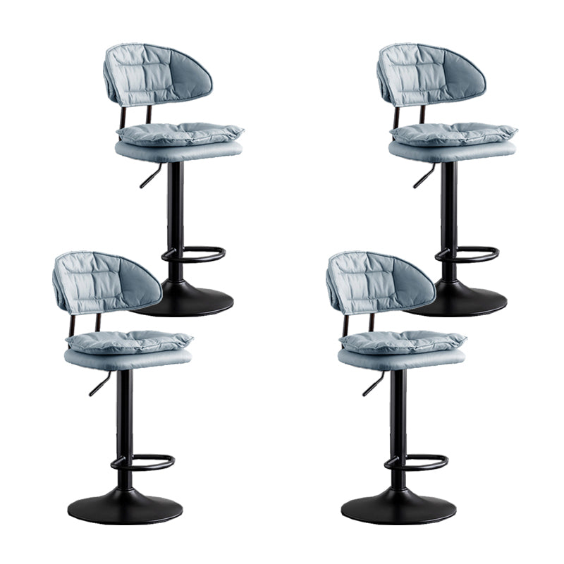 Scandinavian Metal Barstool Fabric Low Back Counter Stool in Matte Finish for Indoor