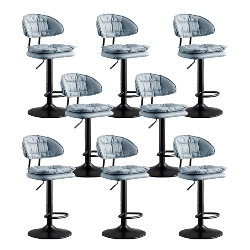 Scandinavian Metal Barstool Fabric Low Back Counter Stool in Matte Finish for Indoor