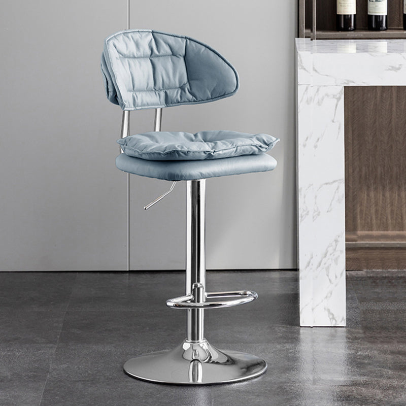 Scandinavian Metal Barstool Fabric Low Back Counter Stool in Matte Finish for Indoor