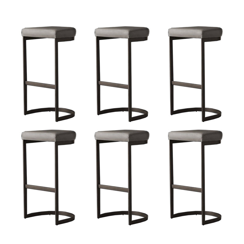 Modern Armless Backless Counter Stool Iron Cafer Bar Stool with Cushion and Pedal