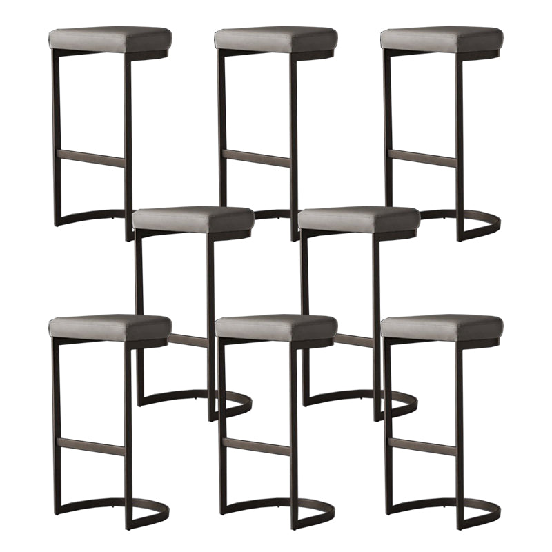 Modern Armless Backless Counter Stool Iron Cafer Bar Stool with Cushion and Pedal