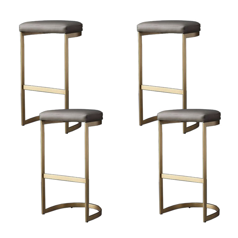 Modern Armless Backless Counter Stool Iron Cafer Bar Stool with Cushion and Pedal