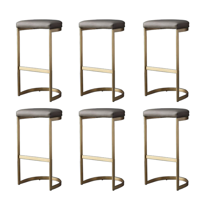Modern Armless Backless Counter Stool Iron Cafer Bar Stool with Cushion and Pedal