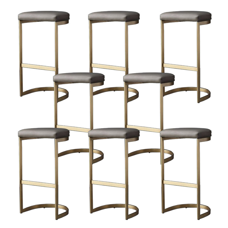 Modern Armless Backless Counter Stool Iron Cafer Bar Stool with Cushion and Pedal