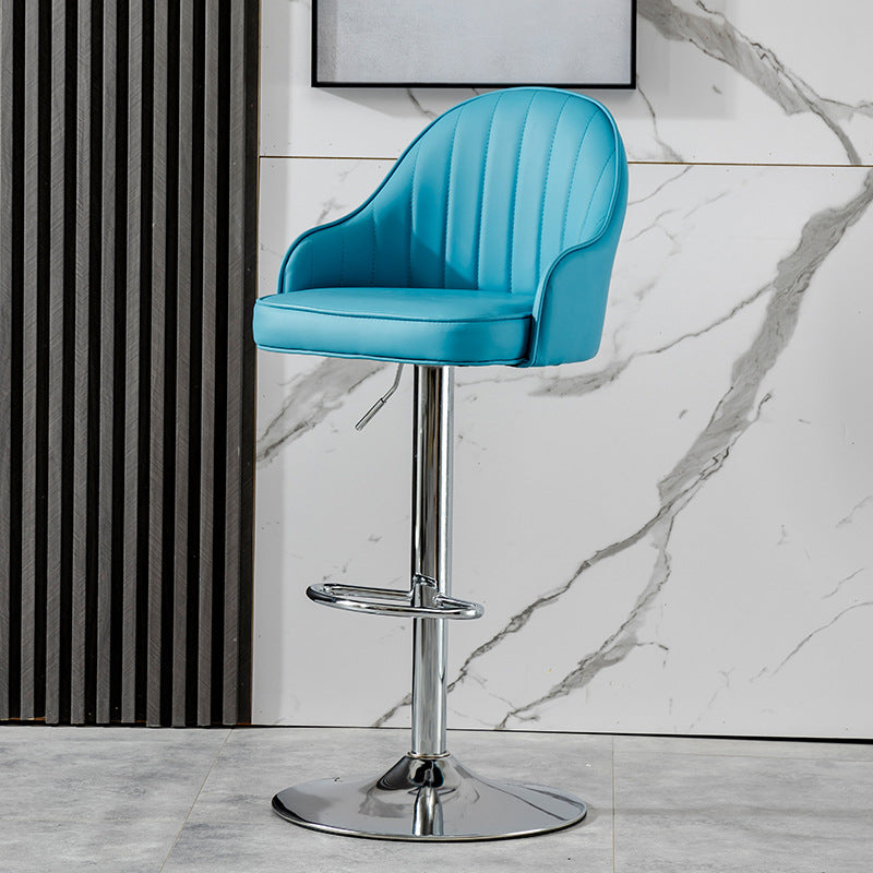 Contemporary Faux Leather Counter Stool Fabric Cushion in Matte Finish