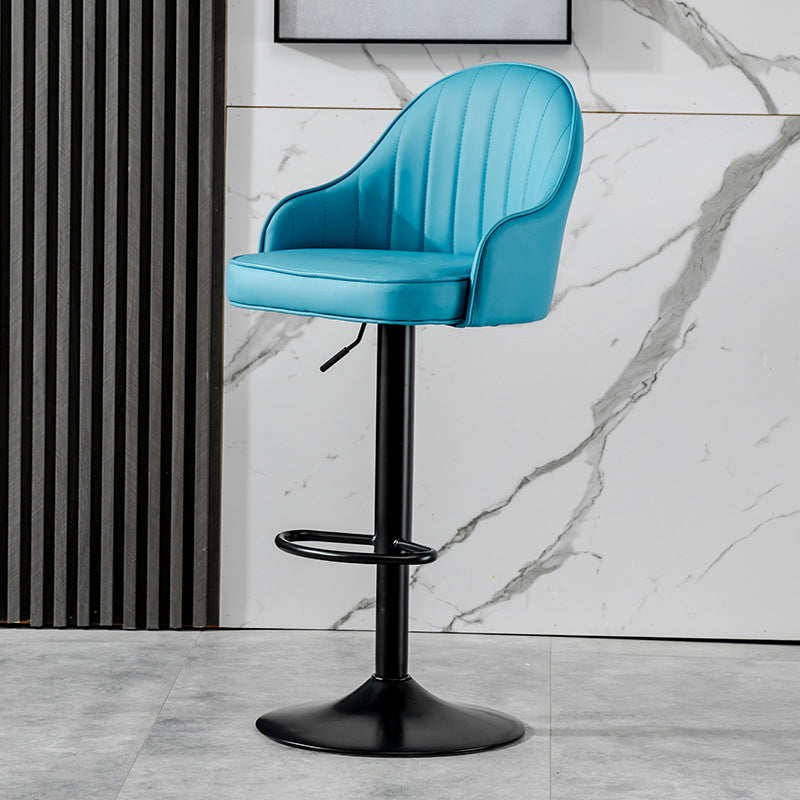 Contemporary Faux Leather Counter Stool Fabric Cushion in Matte Finish