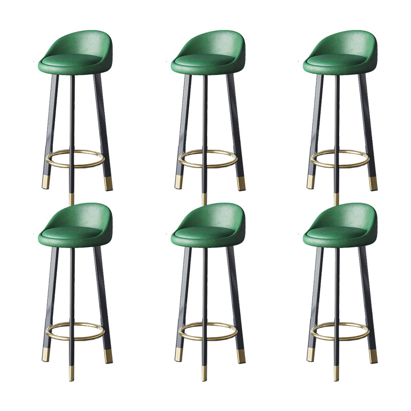 Glam Metal Barstool Faux Leather Footrest Stool in Matte Finsih for Indoor