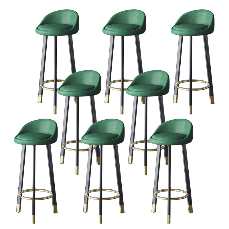 Glam Metal Barstool Faux Leather Footrest Stool in Matte Finsih for Indoor