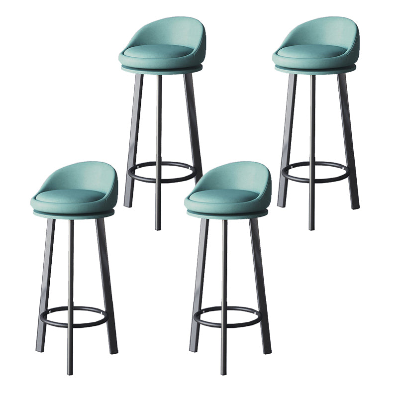 Glam Metal Barstool Faux Leather Footrest Stool in Matte Finsih for Indoor