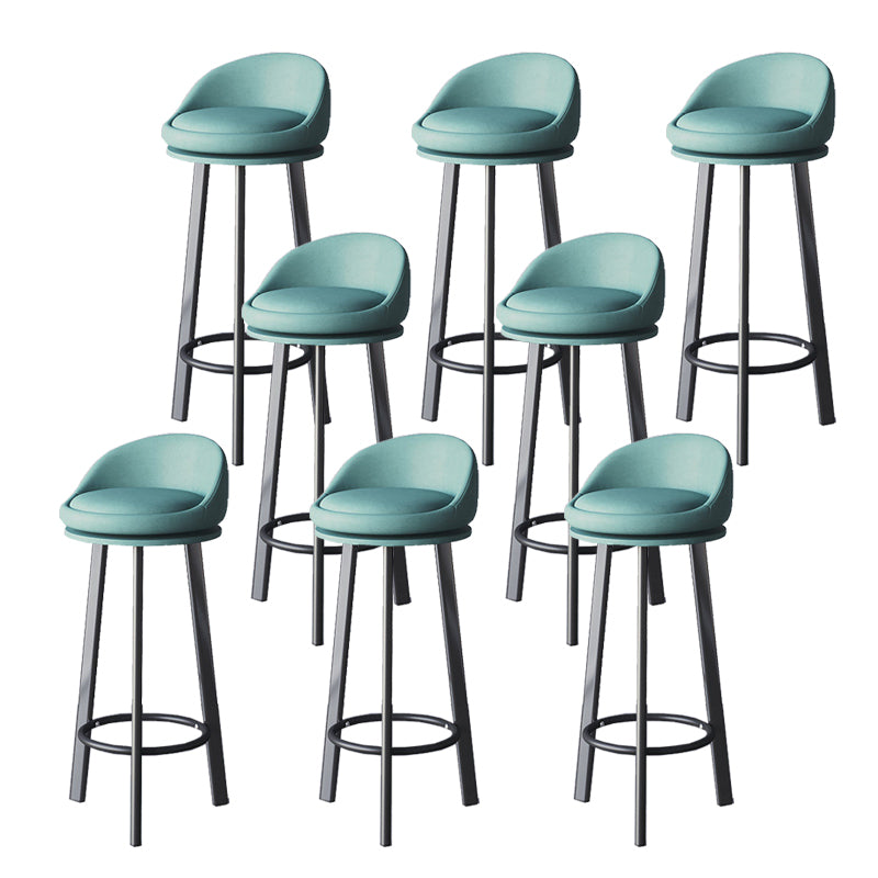 Glam Metal Barstool Faux Leather Footrest Stool in Matte Finsih for Indoor