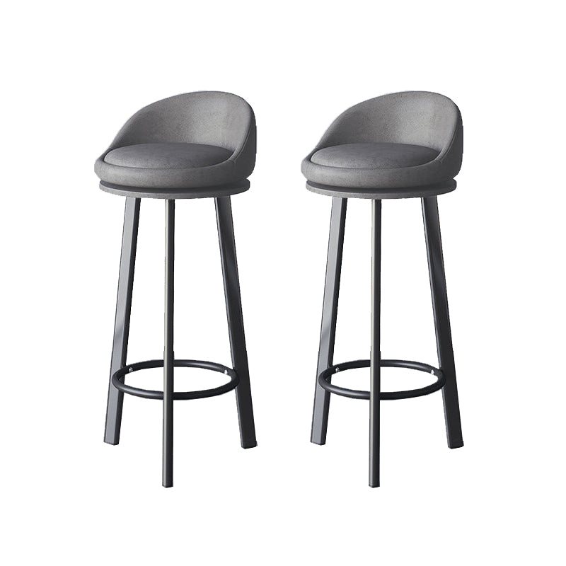 Glam Metal Barstool Faux Leather Footrest Stool in Matte Finsih for Indoor