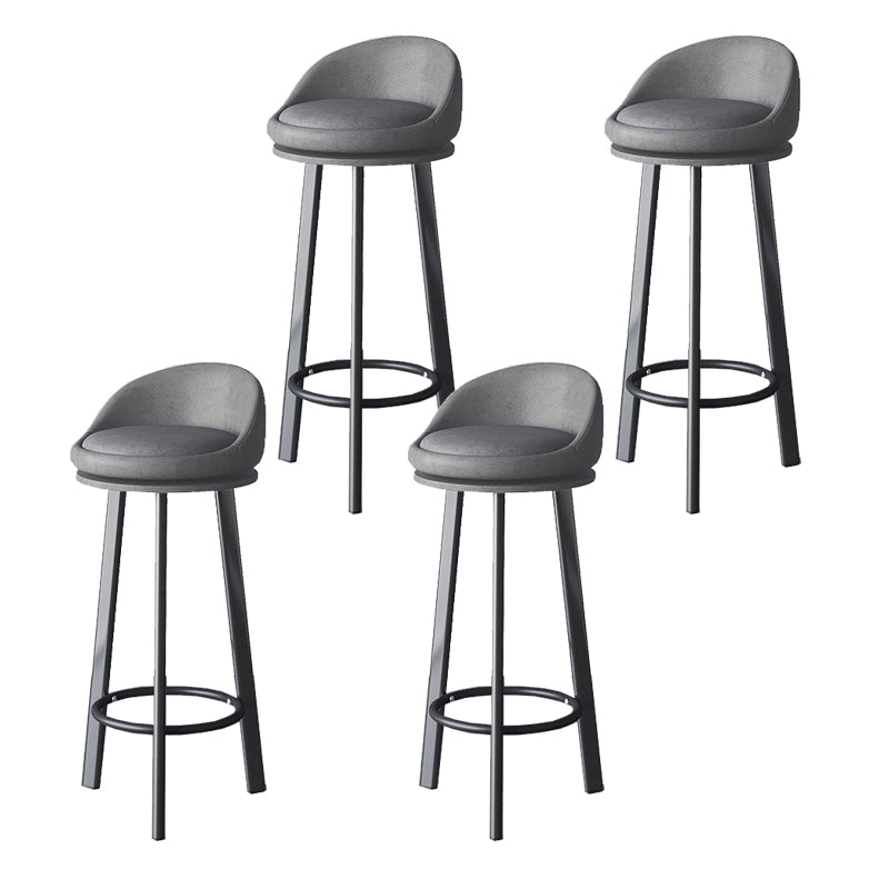 Glam Metal Barstool Faux Leather Footrest Stool in Matte Finsih for Indoor