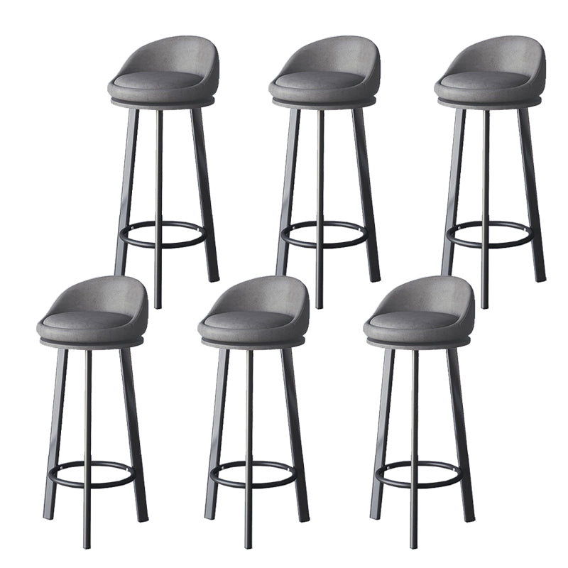 Glam Metal Barstool Faux Leather Footrest Stool in Matte Finsih for Indoor