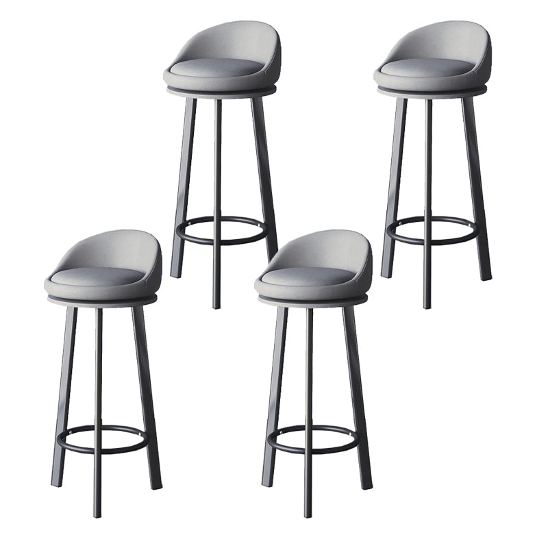Glam Metal Barstool Faux Leather Footrest Stool in Matte Finsih for Indoor