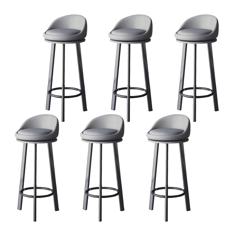 Glam Metal Barstool Faux Leather Footrest Stool in Matte Finsih for Indoor