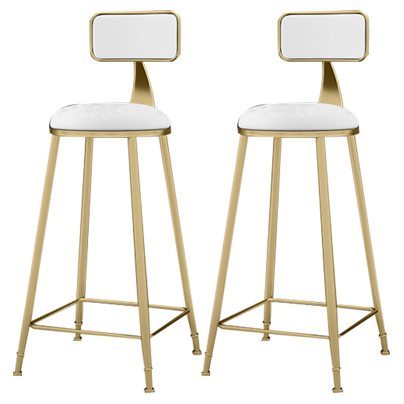 Glam Backrest Counter Stool Iron Bar Stool with Velvet Cushion and Pedal for Kitchen