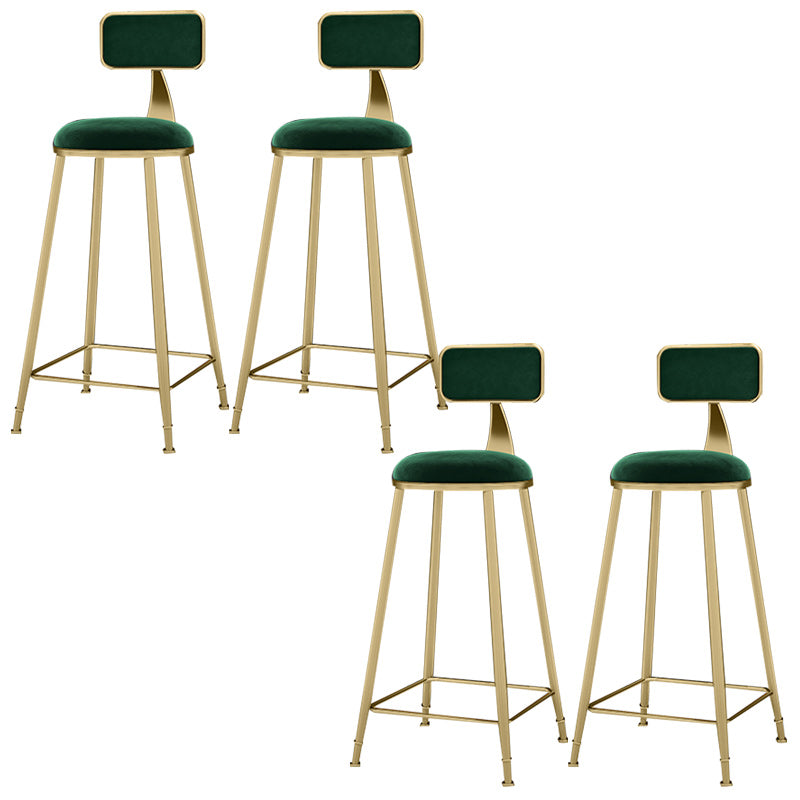 Glam Backrest Counter Stool Iron Bar Stool with Velvet Cushion and Pedal for Kitchen