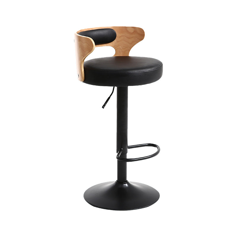 Contemporary Metal Stool PU Leather Barstools in Matte Finish for Home
