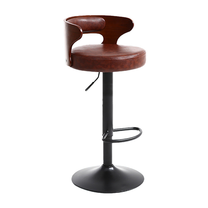 Contemporary Metal Stool PU Leather Barstools in Matte Finish for Home