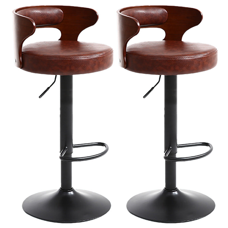 Contemporary Metal Stool PU Leather Barstools in Matte Finish for Home
