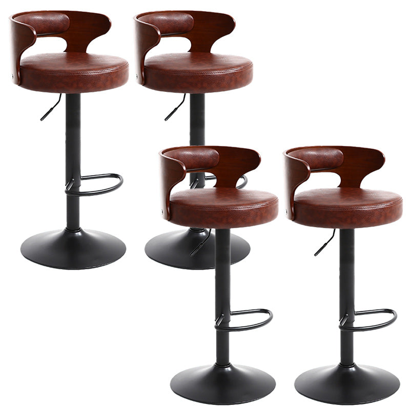 Contemporary Metal Stool PU Leather Barstools in Matte Finish for Home
