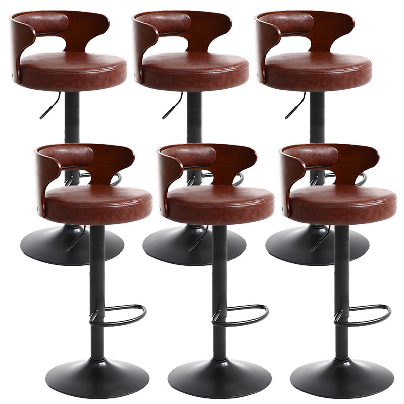 Contemporary Metal Stool PU Leather Barstools in Matte Finish for Home