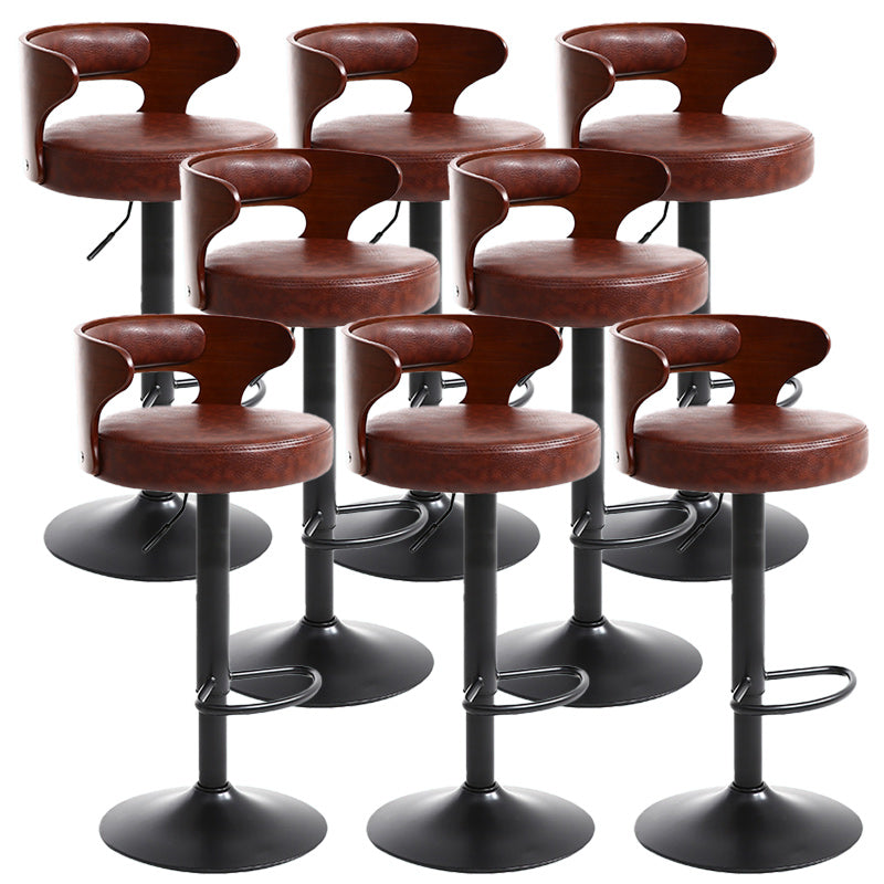 Contemporary Metal Stool PU Leather Barstools in Matte Finish for Home
