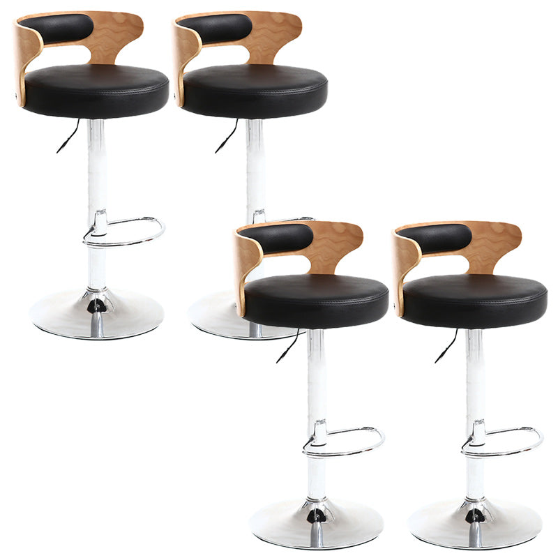 Contemporary Metal Stool PU Leather Barstools in Matte Finish for Home
