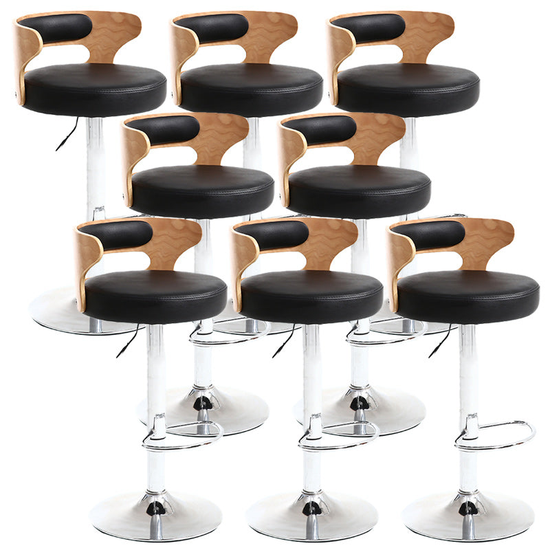 Contemporary Metal Stool PU Leather Barstools in Matte Finish for Home