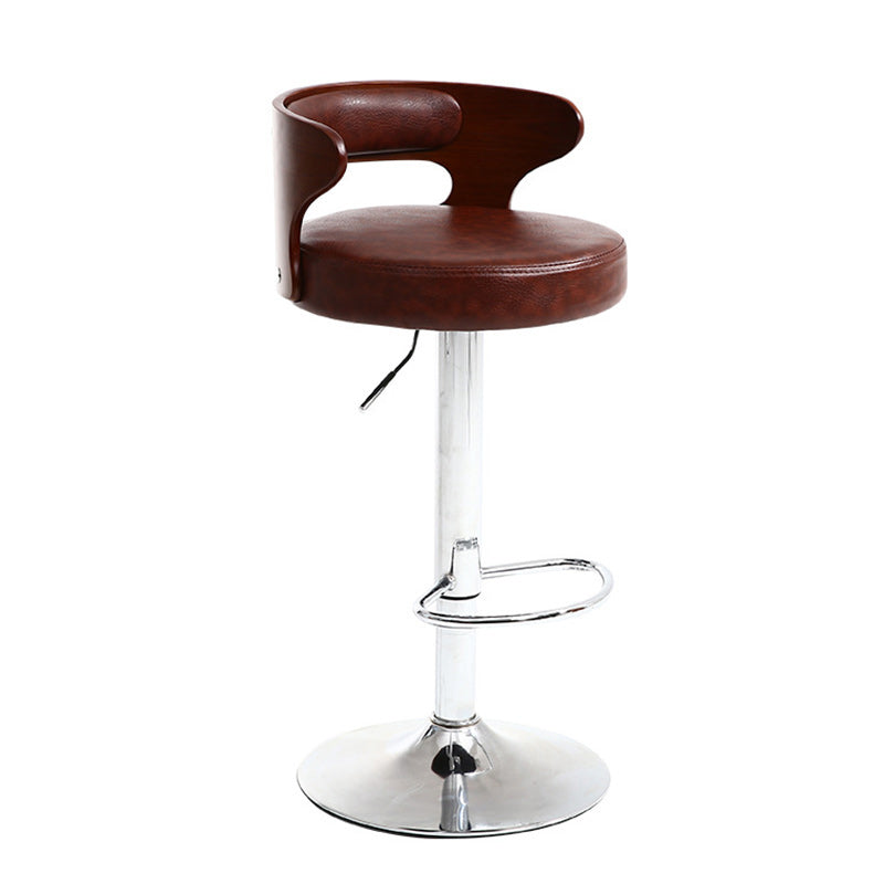 Contemporary Metal Stool PU Leather Barstools in Matte Finish for Home