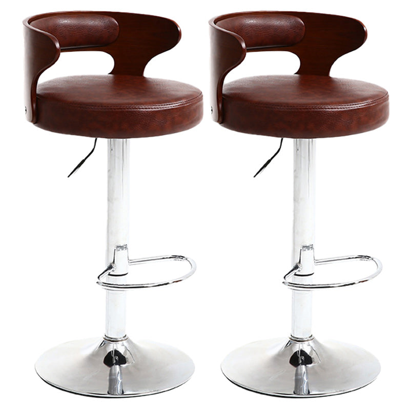 Contemporary Metal Stool PU Leather Barstools in Matte Finish for Home