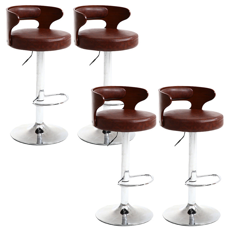 Contemporary Metal Stool PU Leather Barstools in Matte Finish for Home