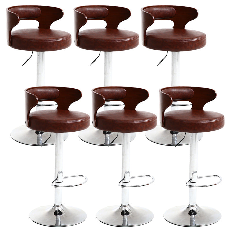 Contemporary Metal Stool PU Leather Barstools in Matte Finish for Home
