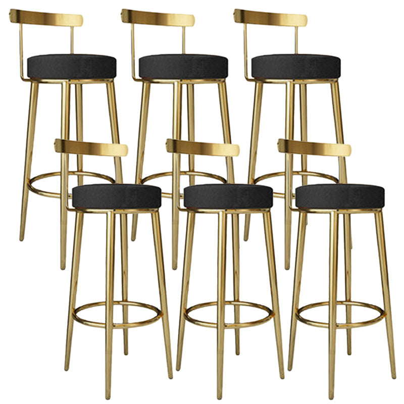 Footrest Round Seat Bar Stools Fabric Low Back Barstool for Bristol