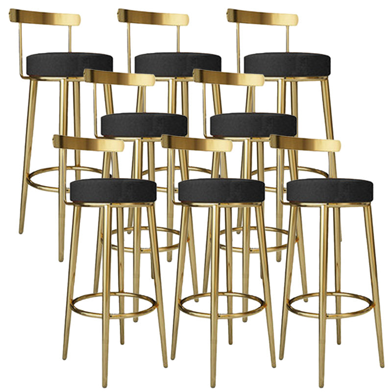 Footrest Round Seat Bar Stools Fabric Low Back Barstool for Bristol