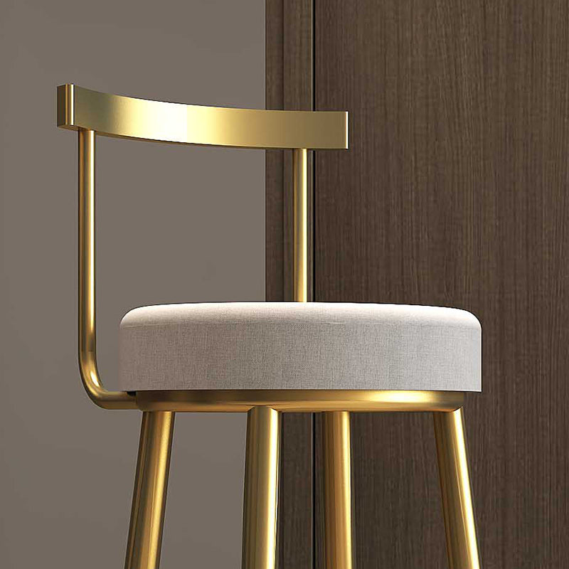 Footrest Round Seat Bar Stools Fabric Low Back Barstool for Bristol