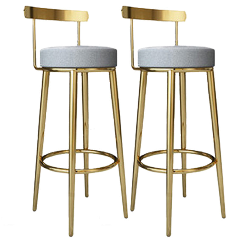 Footrest Round Seat Bar Stools Fabric Low Back Barstool for Bristol