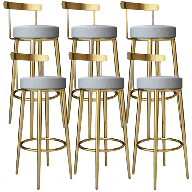 Footrest Round Seat Bar Stools Fabric Low Back Barstool for Bristol