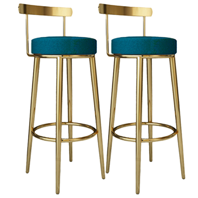 Footrest Round Seat Bar Stools Fabric Low Back Barstool for Bristol