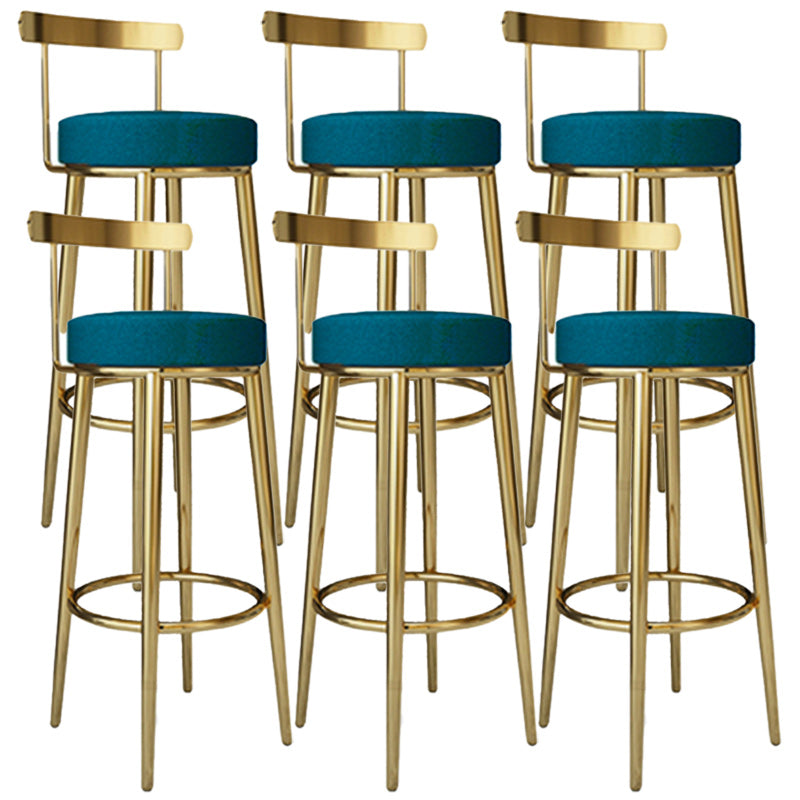 Footrest Round Seat Bar Stools Fabric Low Back Barstool for Bristol