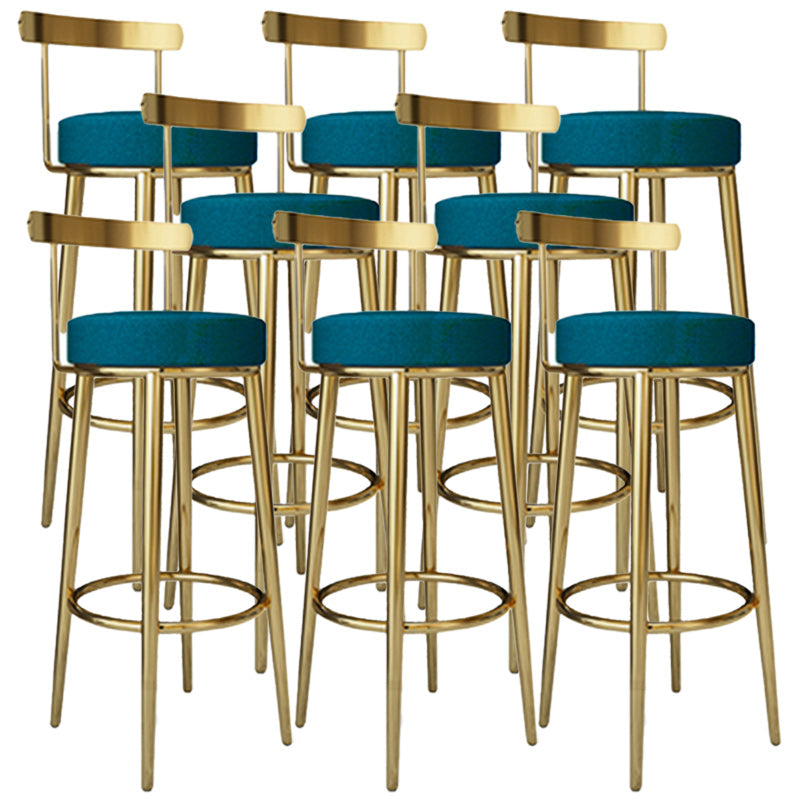 Footrest Round Seat Bar Stools Fabric Low Back Barstool for Bristol