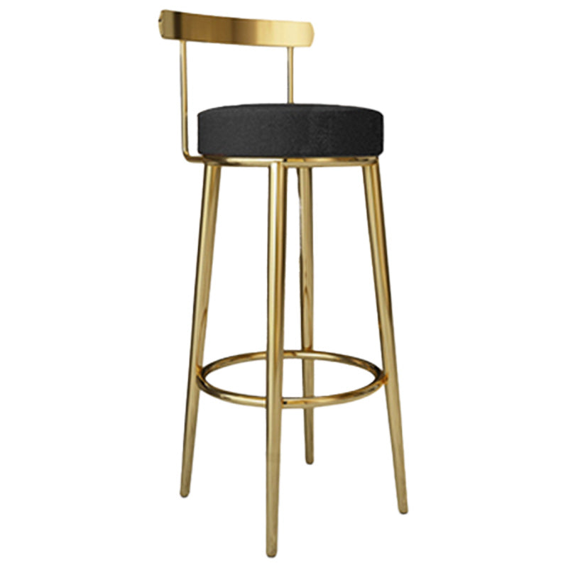 Footrest Round Seat Bar Stools Fabric Low Back Barstool for Bristol