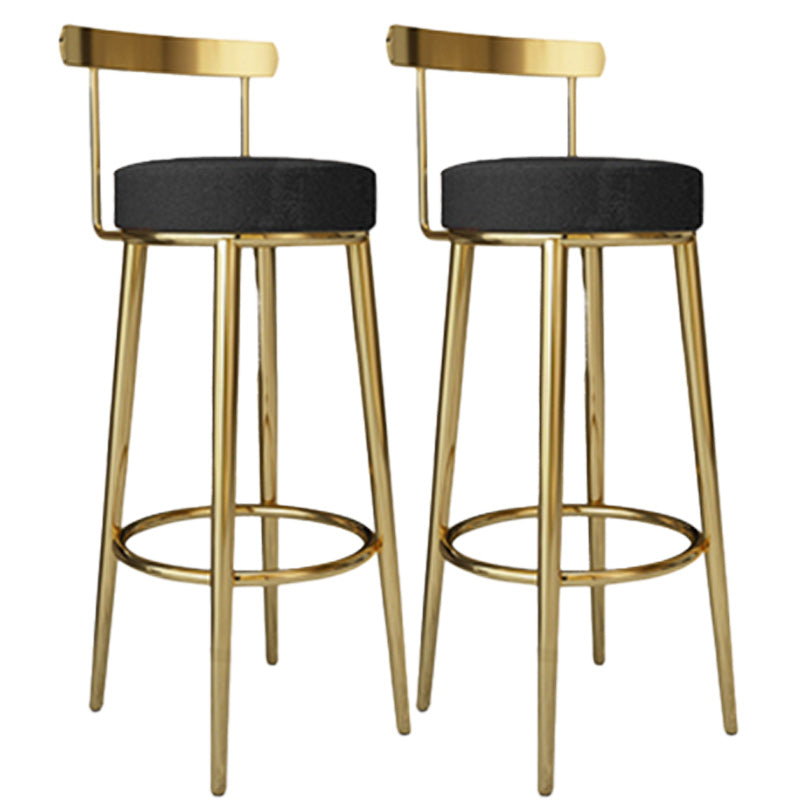 Footrest Round Seat Bar Stools Fabric Low Back Barstool for Bristol