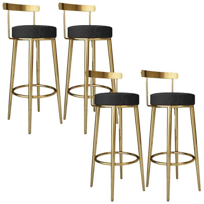 Footrest Round Seat Bar Stools Fabric Low Back Barstool for Bristol