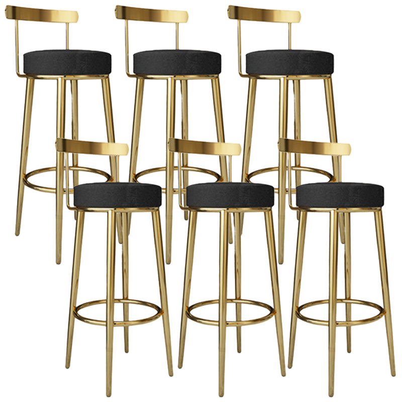 Footrest Round Seat Bar Stools Fabric Low Back Barstool for Bristol