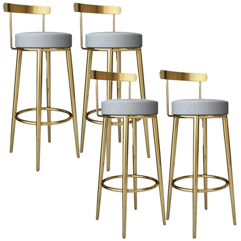 Footrest Round Seat Bar Stools Fabric Low Back Barstool for Bristol