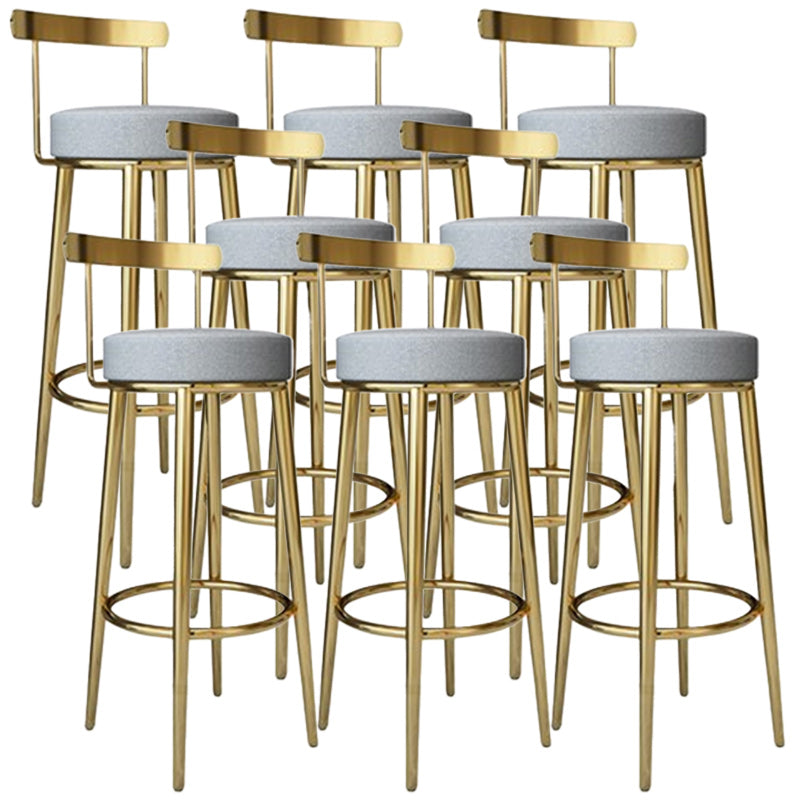 Footrest Round Seat Bar Stools Fabric Low Back Barstool for Bristol